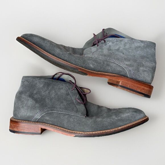 Ted Baker Other - Ted Baker Chukka Desert Boots Mens Size 9 Linnus Grey Suede Purple Stitching